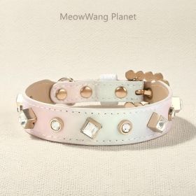 Dog Cat Collar Luxury Gemstone Pet Collar Leash Set Handcrafted Jewel Accented Necklace Style Neck Strap For Cats Small To Medium Dogs Elegant Adjusta (Option: M)