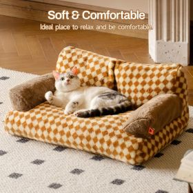 MEWOOFUN Cat Bed For Indoor Cats, Washable Dog Beds For Small Medium Dogs & Cats, Fluffy Cat Couch With Non Slip Bottom, 26x19x13 Inch Brown, 26.0 L X (Option: QCP210)