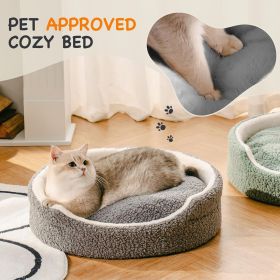 Mewoo Washable Pet Bed For Small Dogs & Cats - 23x23x7 Inch Orthopedic Dog Bed With Non-Slip Bottom, Plush Round Bed For Puppies & Indoor Kittens, Gre (Option: WP131)