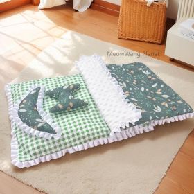 Pet Bedding Set Handmade Premium Quality Cozy 4 Piece Warm Pet Bed Set Ultra Soft Blanket Plush Cushion Non Slip Mat Lightweight Quilt For Cats Small (Option: M)