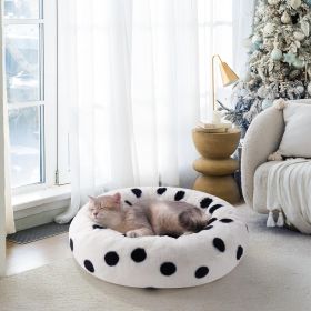 MEWOOFUN Donut Cat Bed For Indoor Cats - 23 Inch Round Washable Pet Bed With Non-Slip Bottom, Plush Fluffy Small Dog Bed For Puppies & Kittens, Black (Option: WP159)