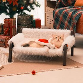 MEWOOFUN Raised Cat Bed For Indoor Cats - Elevated Plush Pet Sofa With Non-Slip Bottom, Supports 44 Lbs, Washable Small Dog Bed For Kittens & Puppies (Option: QS19S)