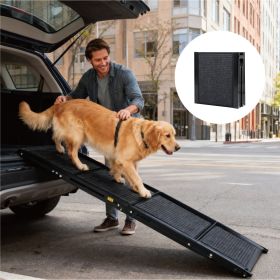 Dog Ramp For Car 71 Long  19.5 Wide Portable Dog Ramps For Large Dogs With Non-Slip Rug Surface Dog Car Ramp For SUV Car  Truck, Folding Dog Ramp Up T (Color: Black)