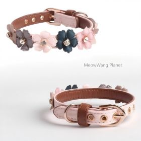 Dog Cat Collar Luxury Floral Leather Pet Collar Elegant Rhinestone Studded Neck Strap For Cats Dogs Adjustable Comfortable Everyday Accessory Luxury P (Option: M)